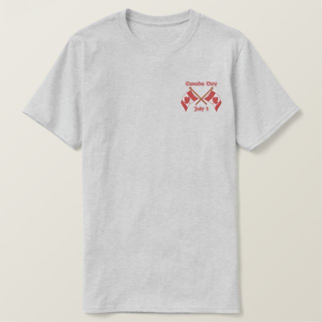 Twin Flags Canada Embroidered T-Shirt (Design Front)