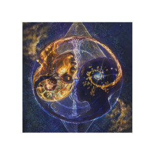 Twin flame balance artwork wood wall art