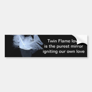 Twin flame feathers and reflection bumper sticker