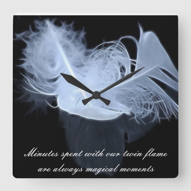 Twin flame feathers and reflection square wall clock (Front)