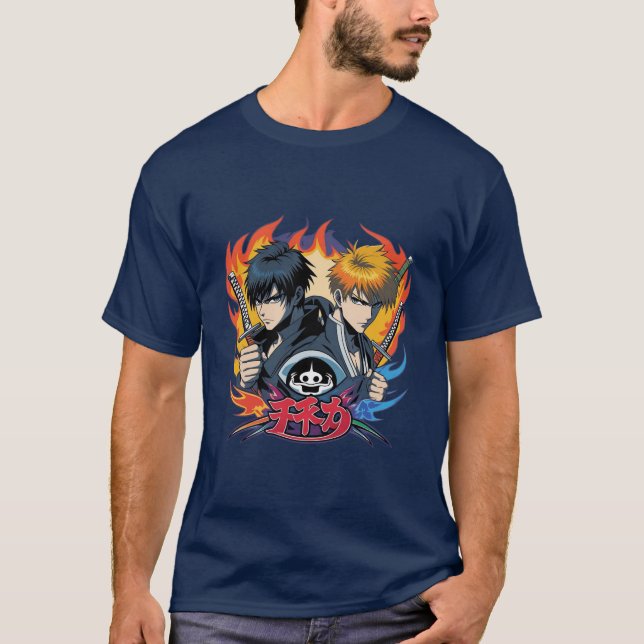 Twin Flame Fighters | Epic Anime T-Shirt for Men (Front)
