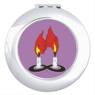 Twin Flame Kiss compact mirror