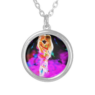TWIN FLAME psychedelic Silver Plated Necklace
