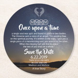 Twin Flame Save the Dates Paper Coaster