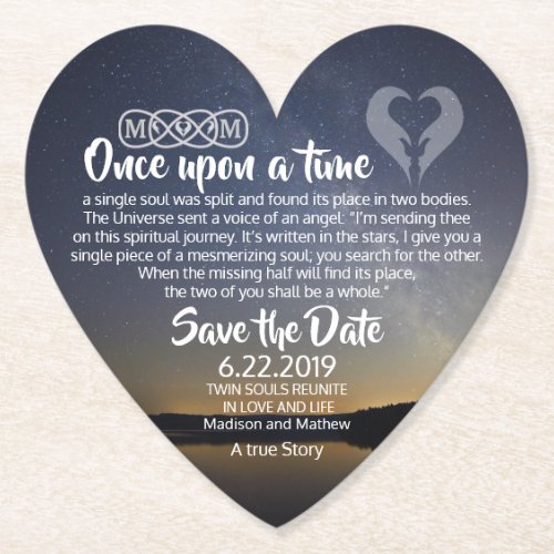 Twin Flame Save the Dates Paper Coaster