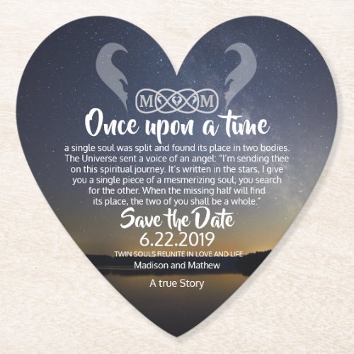 Twin Flame Save the Dates Paper Coaster