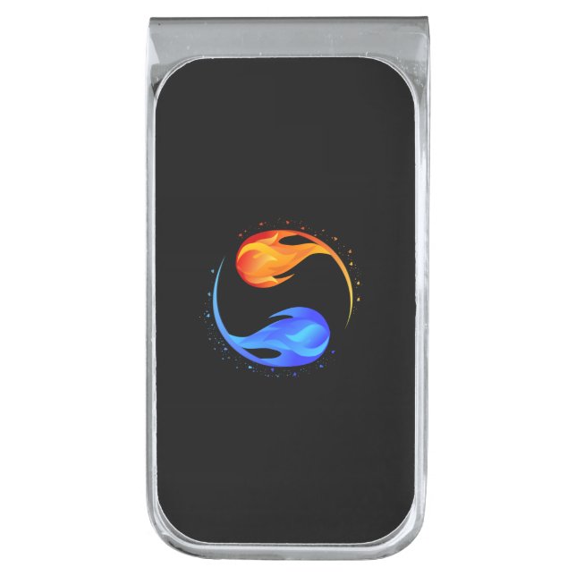 Twin Flame  Silver Finish Money Clip (Front Vertical)