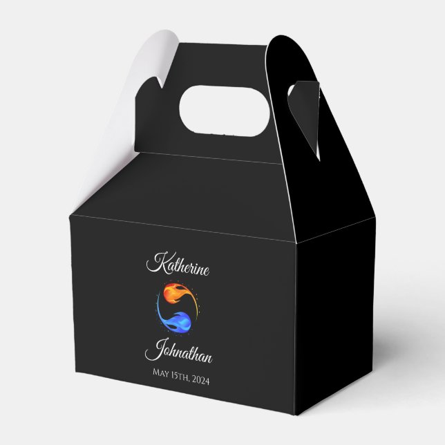 Twin Flame Wedding-Black-Favor Box (Front Side)