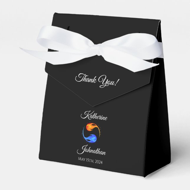 Twin Flame Wedding-Black-Favor Box (Front Side)