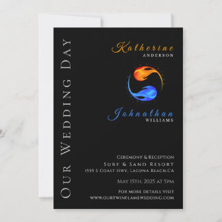 Twin Flame Wedding Theme-Black- Invitation