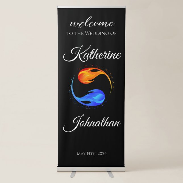 Twin Flame Wedding Theme-Wedding Sign- Retractable Banner (Front)