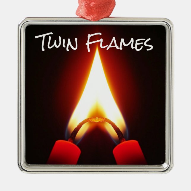 Twin Flames FIRE Two Became One Metal Ornament (Front)
