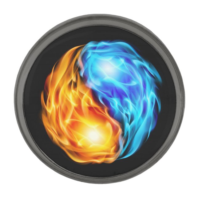 Twin Flames Gunmetal Finish Lapel Pin (Front)