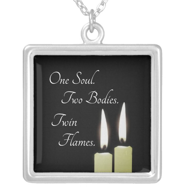 Twin Flames One Soul Two Bodies Poem Silver Plated Necklace (Front)