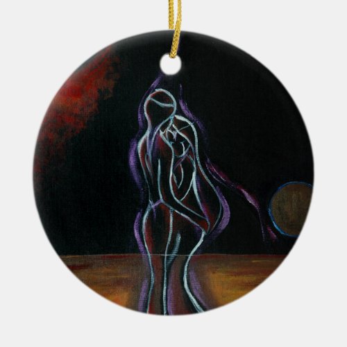 Twin Flames Ornament Round Ceramic Ornament