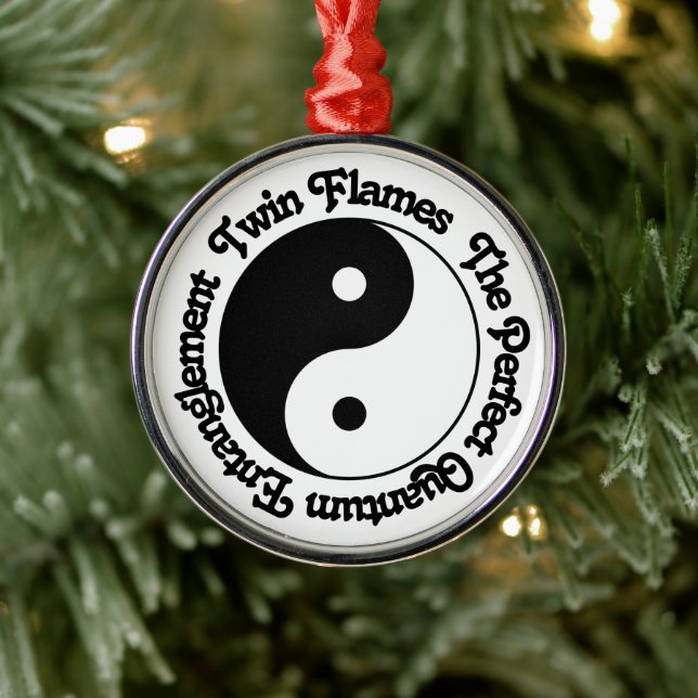 Twin Flames Quantum Entanglement Yin Yang Metal Ornament (Tree)