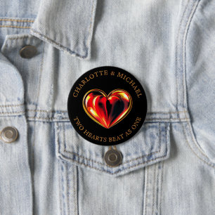 Twin Flames Two Hearts Beat As One Love Valentine Button
