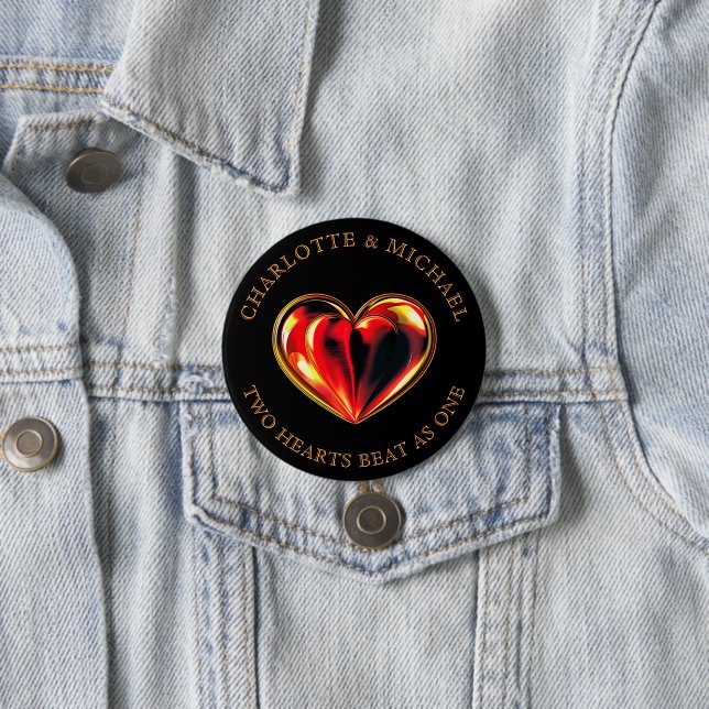 Twin Flames Two Hearts Beat As One Love Valentine Button (In Situ)