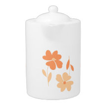 Twin Flowers large teapot - peach