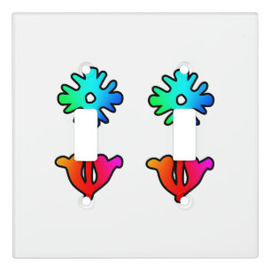 Twin Flowers Red And Blue Light Switch Cover