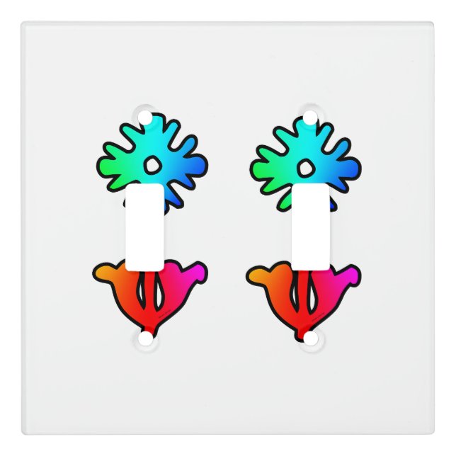 Twin Flowers Red And Blue Light Switch Cover (Front)