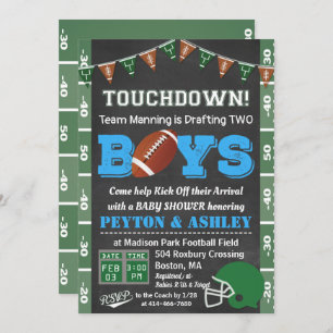TWIN Football Baby Shower Chalkboard Invitation