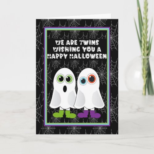 Twin Ghosts Sending Halloween Wishes Card