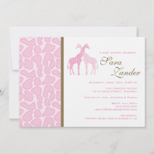 Twin Giraffes Baby Shower Invitation - Girls