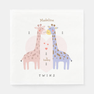 Twin Giraffes Baby Shower Napkins