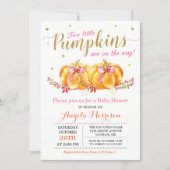 Twin Girl Baby Shower Cute Pink Little Pumpkin Invitation (Front)