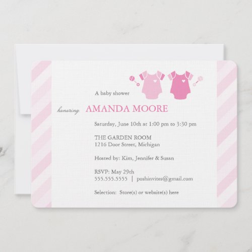 Twin Girl Baby Shower Invitation