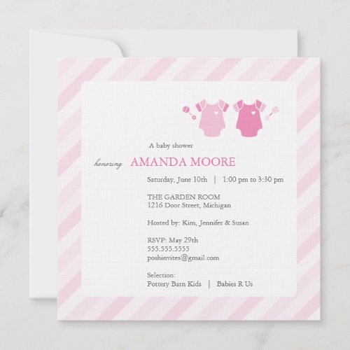 Twin Girl Baby Shower Invitation