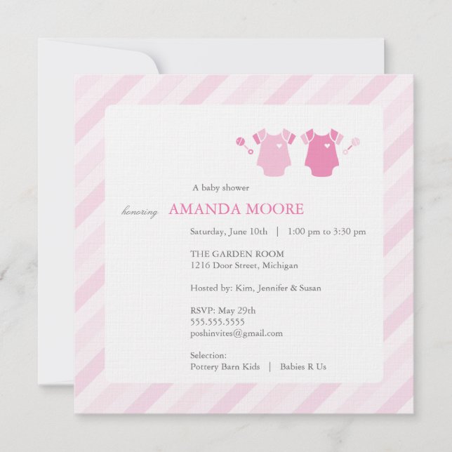 Twin Girl Baby Shower Invitation (Front)