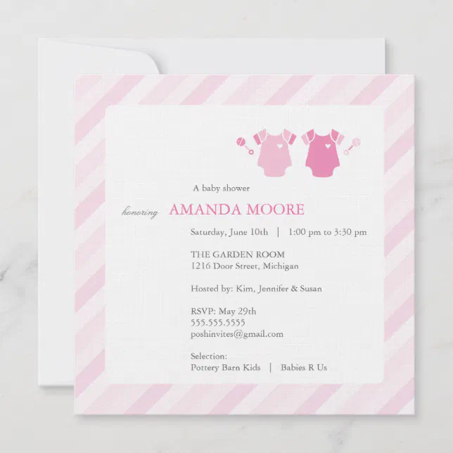 Twin Girl Baby Shower Invitation | Zazzle