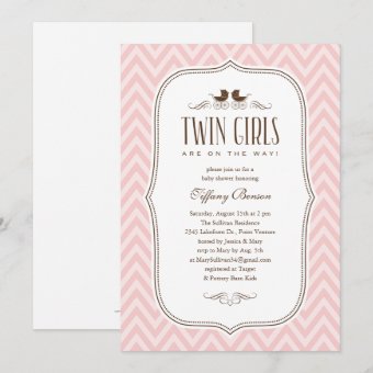 Twin Girl Baby Shower Invitations | Zazzle