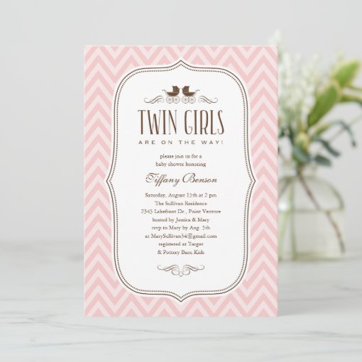 Twin Girl Baby Shower Invitations | Zazzle