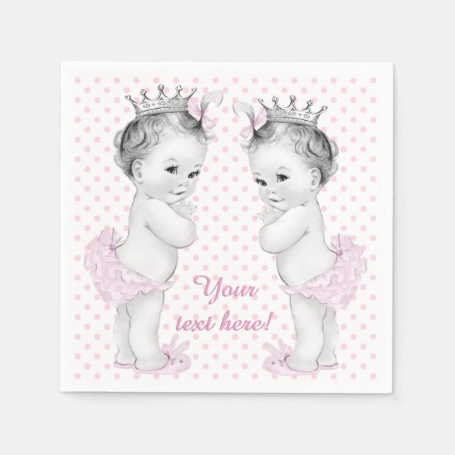 Twin Girl Baby Shower Napkins (Front)
