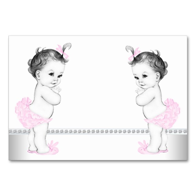 Twin Girl Baby Shower Table Number (Front)