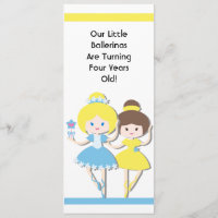 Twin Girl Ballerina Custom Birthday Invitation