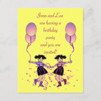 Twin Girl Birthday party invite