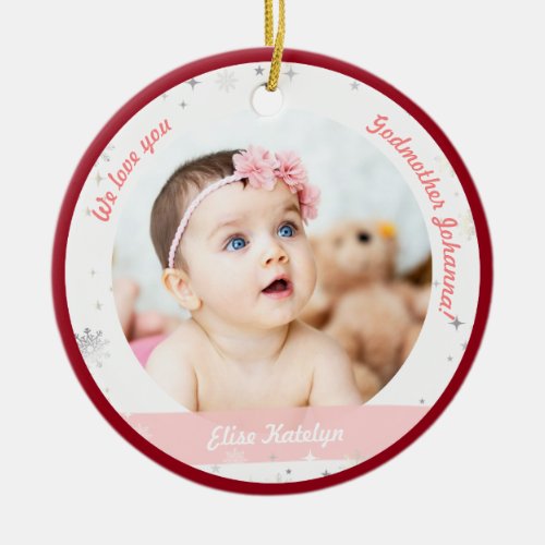 Twin Girl Boy Photo Godmother First Christmas Baby Ceramic Ornament