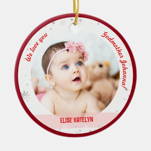 Twin Girl Boy Photo Godmother First Christmas Baby Ceramic Ornament