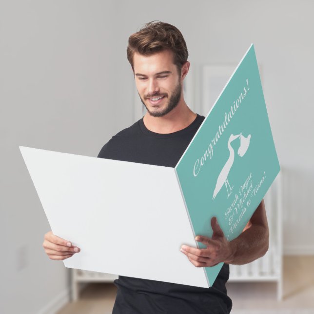 Twin Girl Boy Stork Baby Congratulations Card (Creator Uploaded)