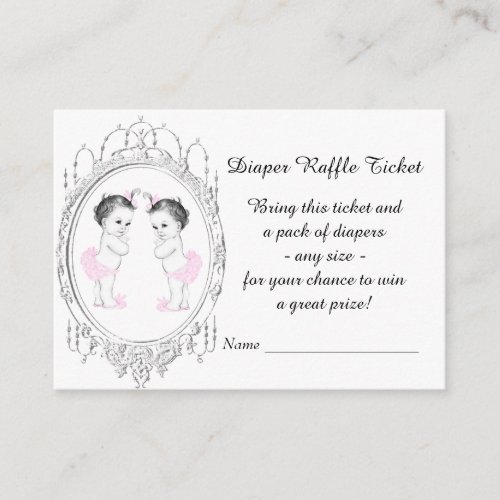 Twin Girl Diaper Raffle Tickets Business Card Template