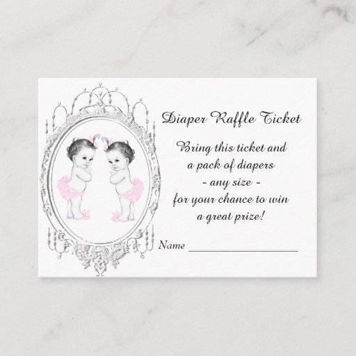 Customizable Twin Girl Diaper Raffle Tickets Business Card Template