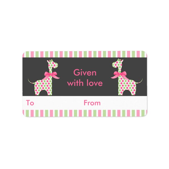 Twin Girl Giraffe Bookplate (Front)