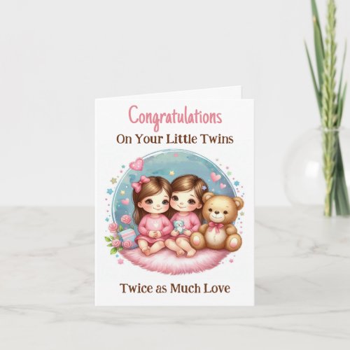 Twin Girls Baby Shower Congratulations New Parent Invitation