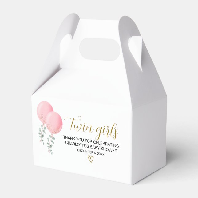 Twin Girls Baby Shower Favor Box (Front Side)