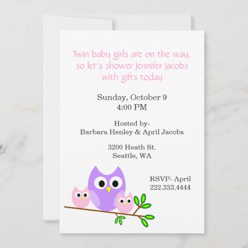 Twin Girls Baby Shower Invitation