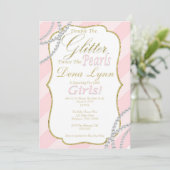 Twin Girls Baby Shower Invitation (Standing Front)